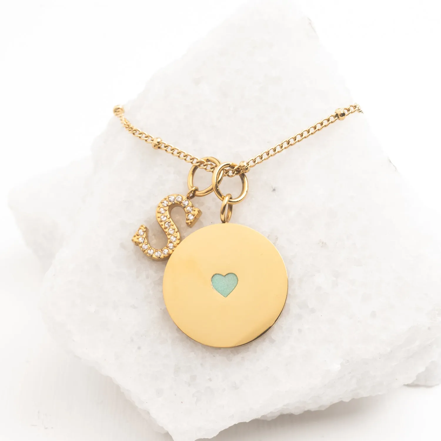Cherished Engravable Heart Pendant with Mint Heart sold by Starfish Project product image thumbnail 5