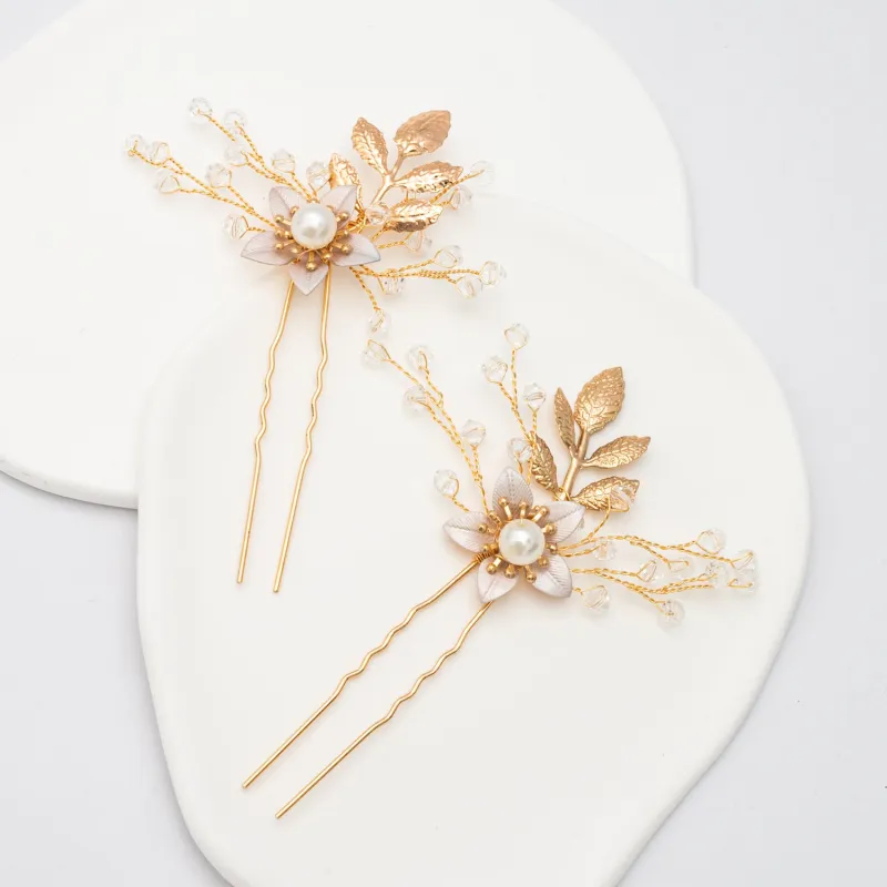 Everly Pearl Hair Pins in Gold sold by Starfish Project