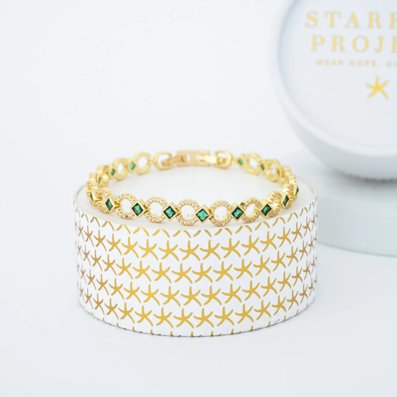 Gilded Halo Bracelet in Emerald sold by Starfish Project product image thumbnail 4