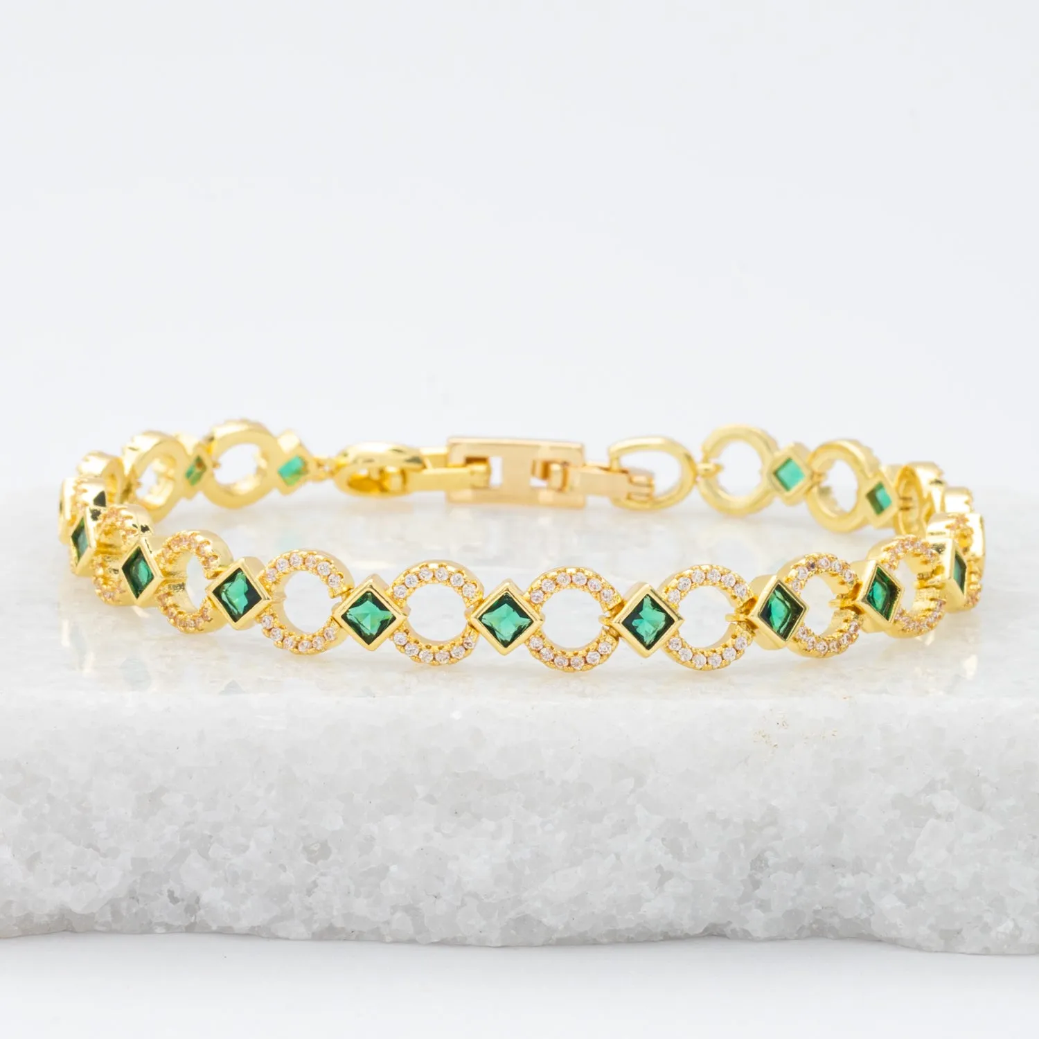 Gilded Halo Bracelet in Emerald sold by Starfish Project