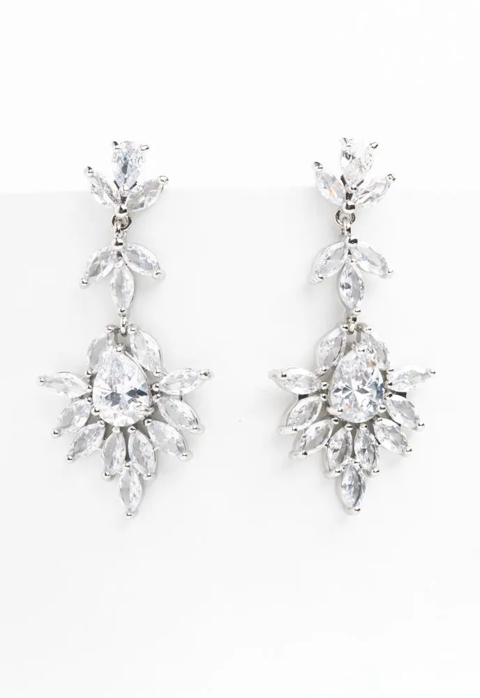 Platinum Chandelier Zircon Earrings sold by Starfish Project
