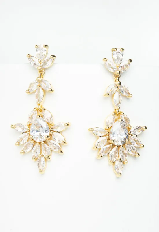 Golden Chandelier Zircon Earrings sold by Starfish Project