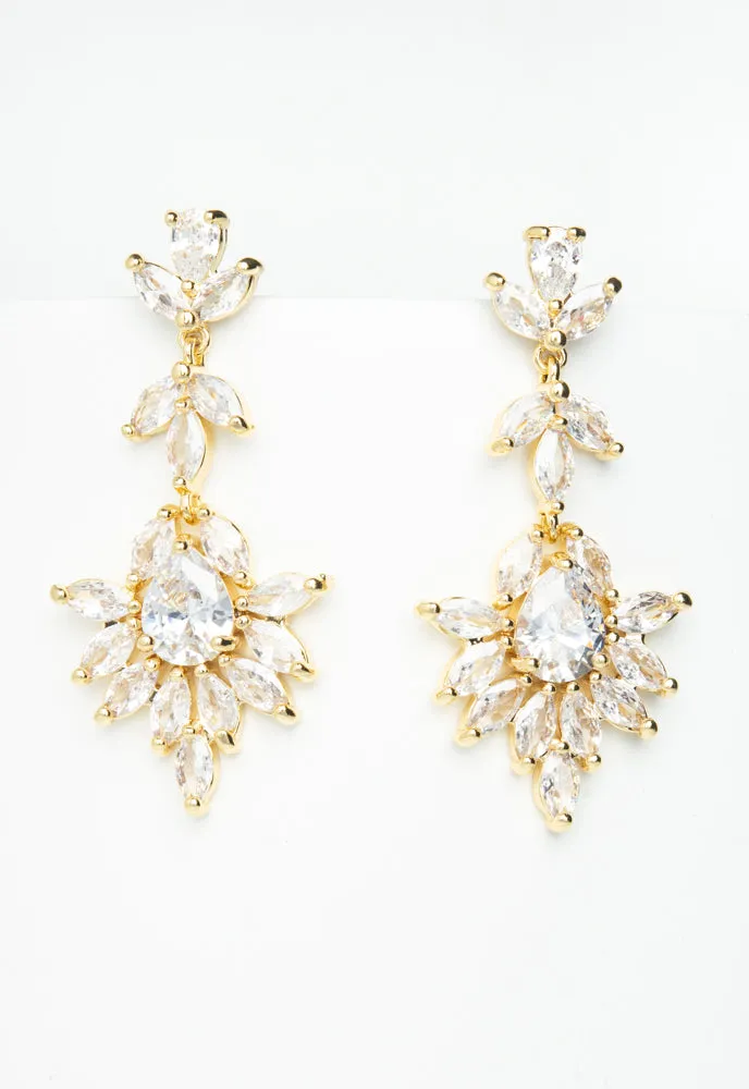 Golden Chandelier Zircon Earrings sold by Starfish Project