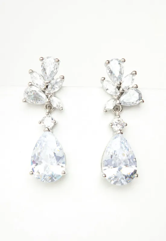 Glittering Garland Platinum and Zircon Drop Earrings sold by Starfish Project