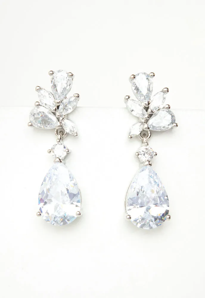 Glittering Garland Platinum and Zircon Drop Earrings sold by Starfish Project