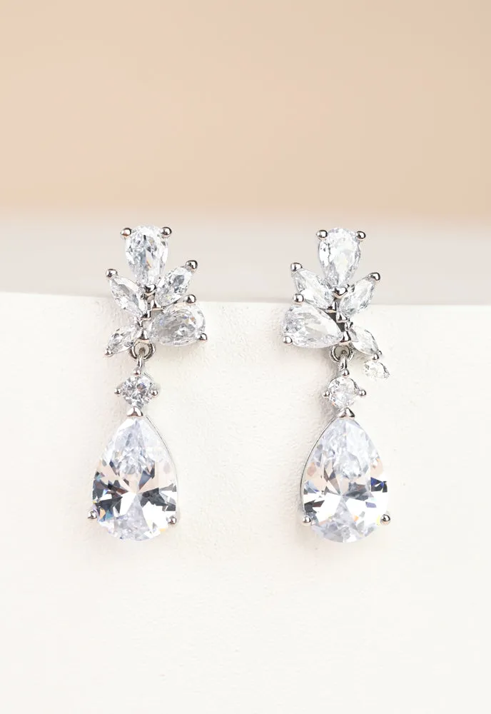 Glittering Garland Platinum and Zircon Drop Earrings sold by Starfish Project product image thumbnail 4