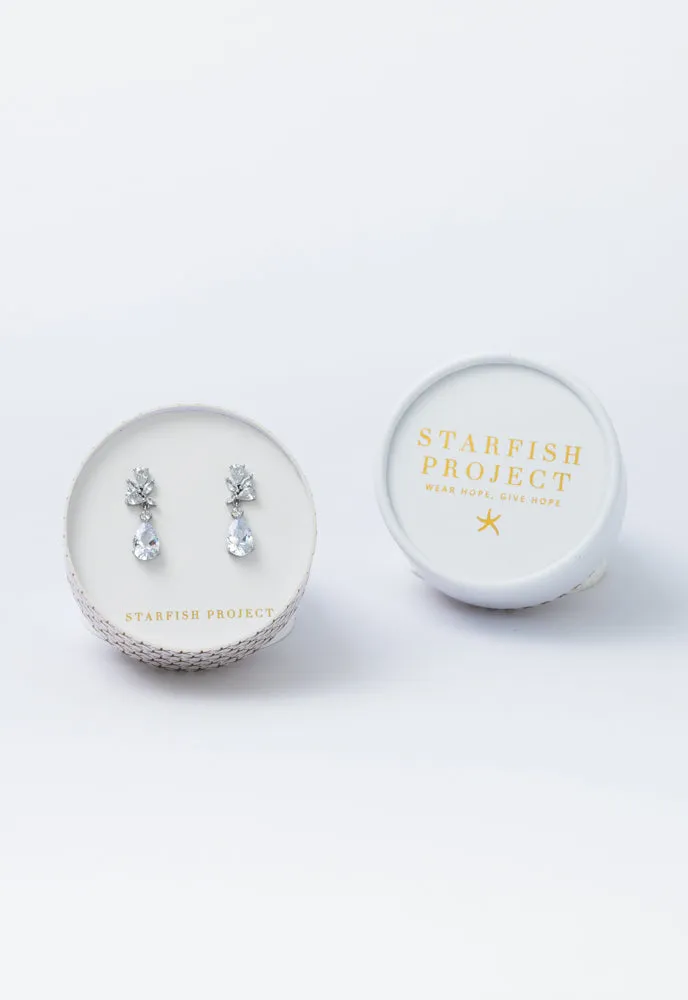 Glittering Garland Platinum and Zircon Drop Earrings sold by Starfish Project product image thumbnail 3