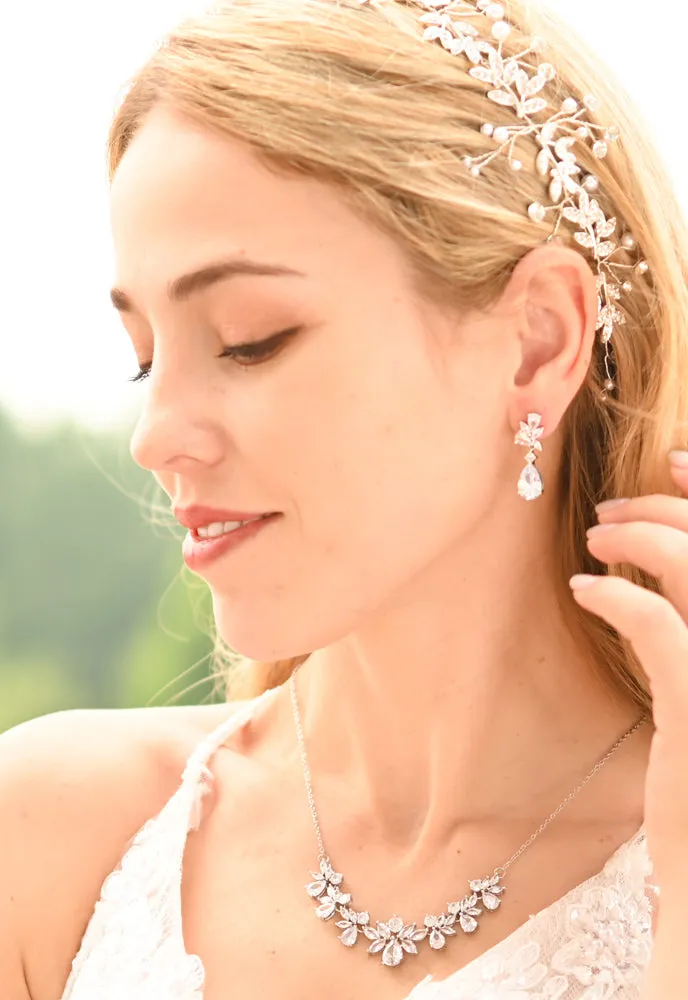 Glittering Garland Platinum and Zircon Drop Earrings sold by Starfish Project product image thumbnail 2