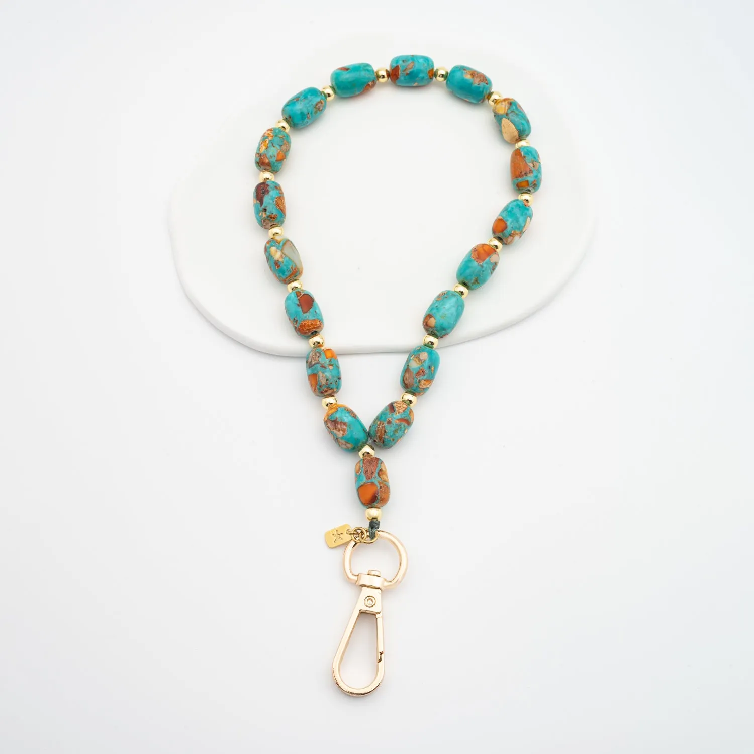 Sierra Bloom Turquoise Emperor Stone Beaded Phone Wrist Strap sold by Starfish Project product image thumbnail 4