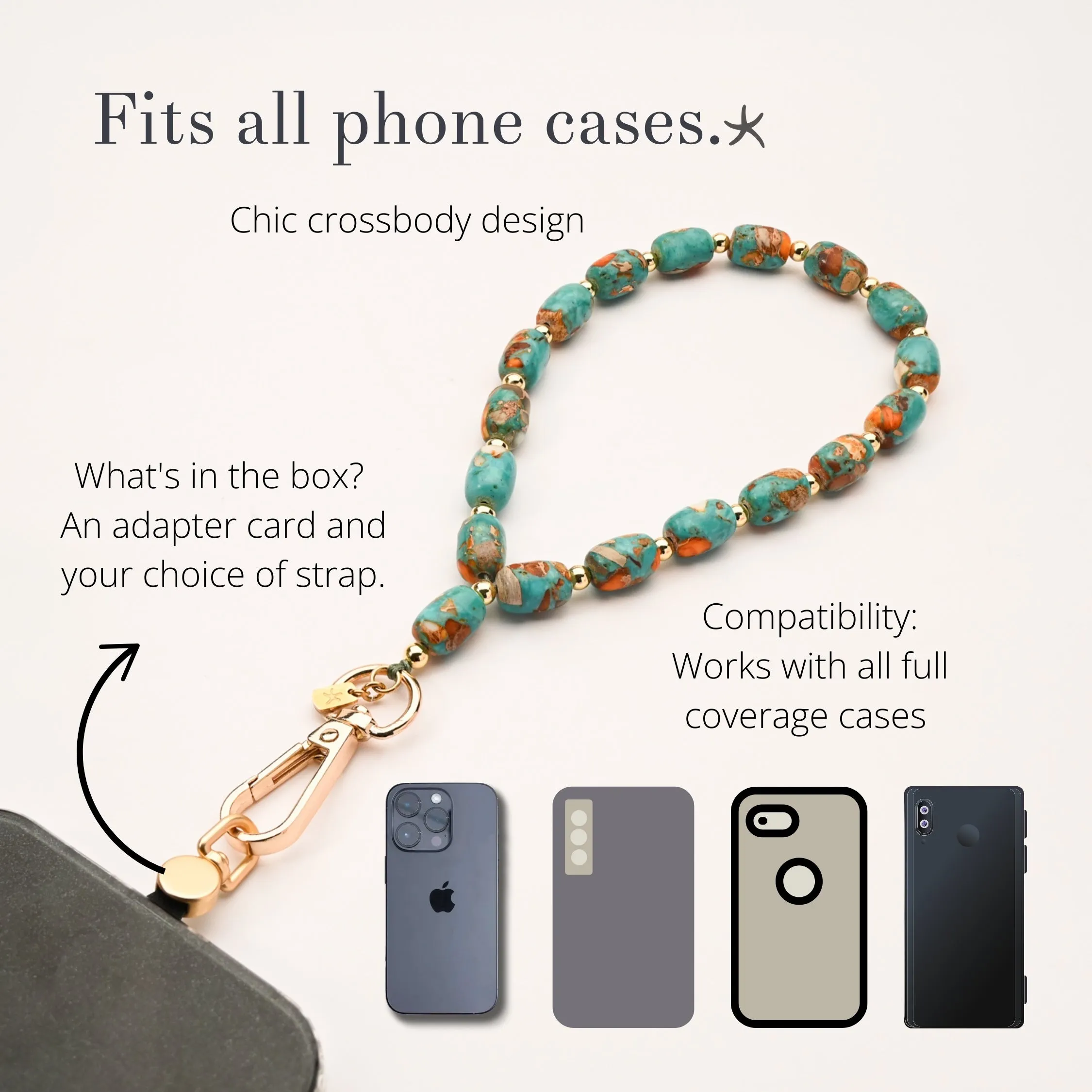 Sierra Bloom Turquoise Emperor Stone Beaded Phone Wrist Strap sold by Starfish Project product image thumbnail 2