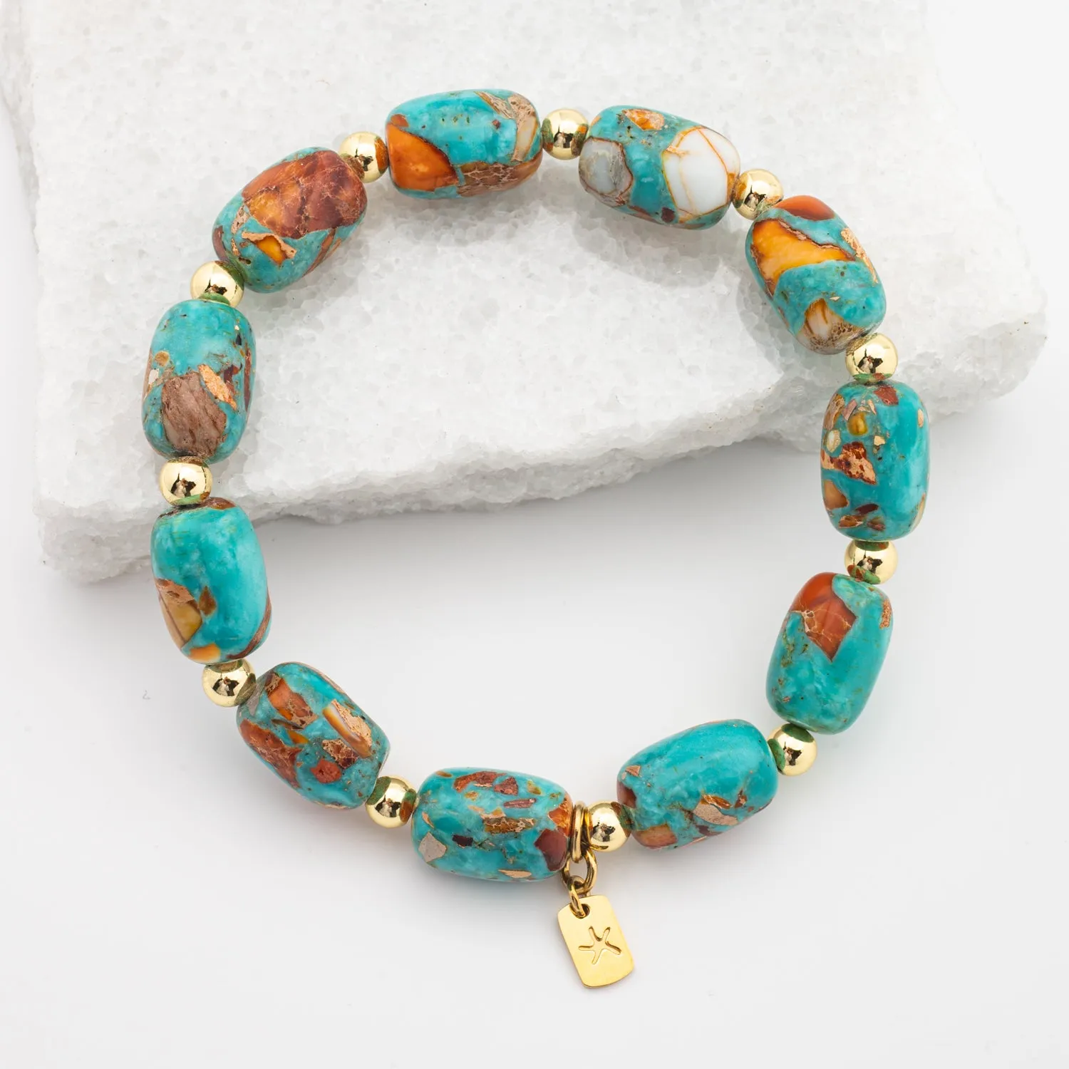 Sierra Bloom Turquoise Emperor Stone Beaded Bracelet sold by Starfish Project