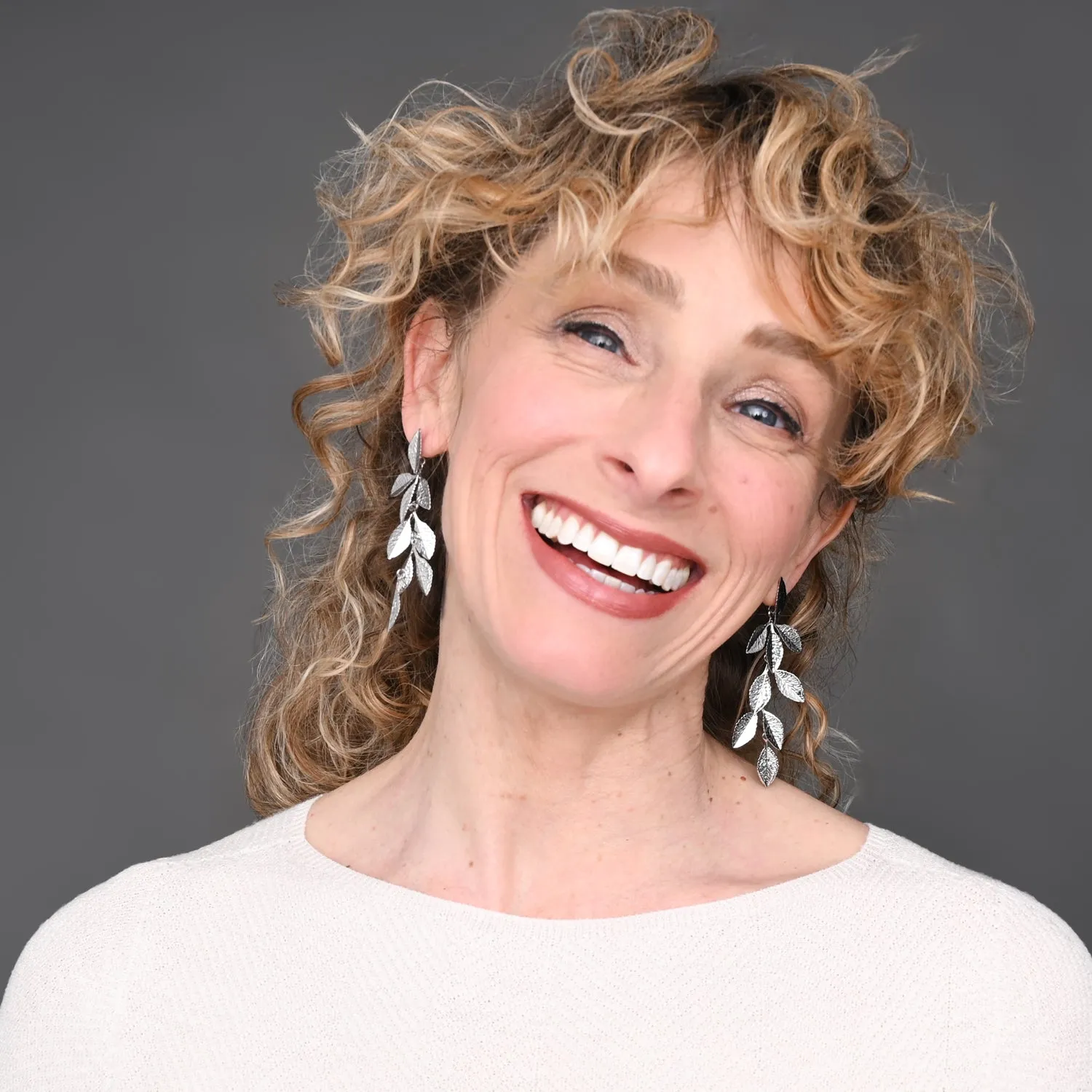 Cascade Leaf Earrings in Platinum sold by Starfish Project product image thumbnail 2