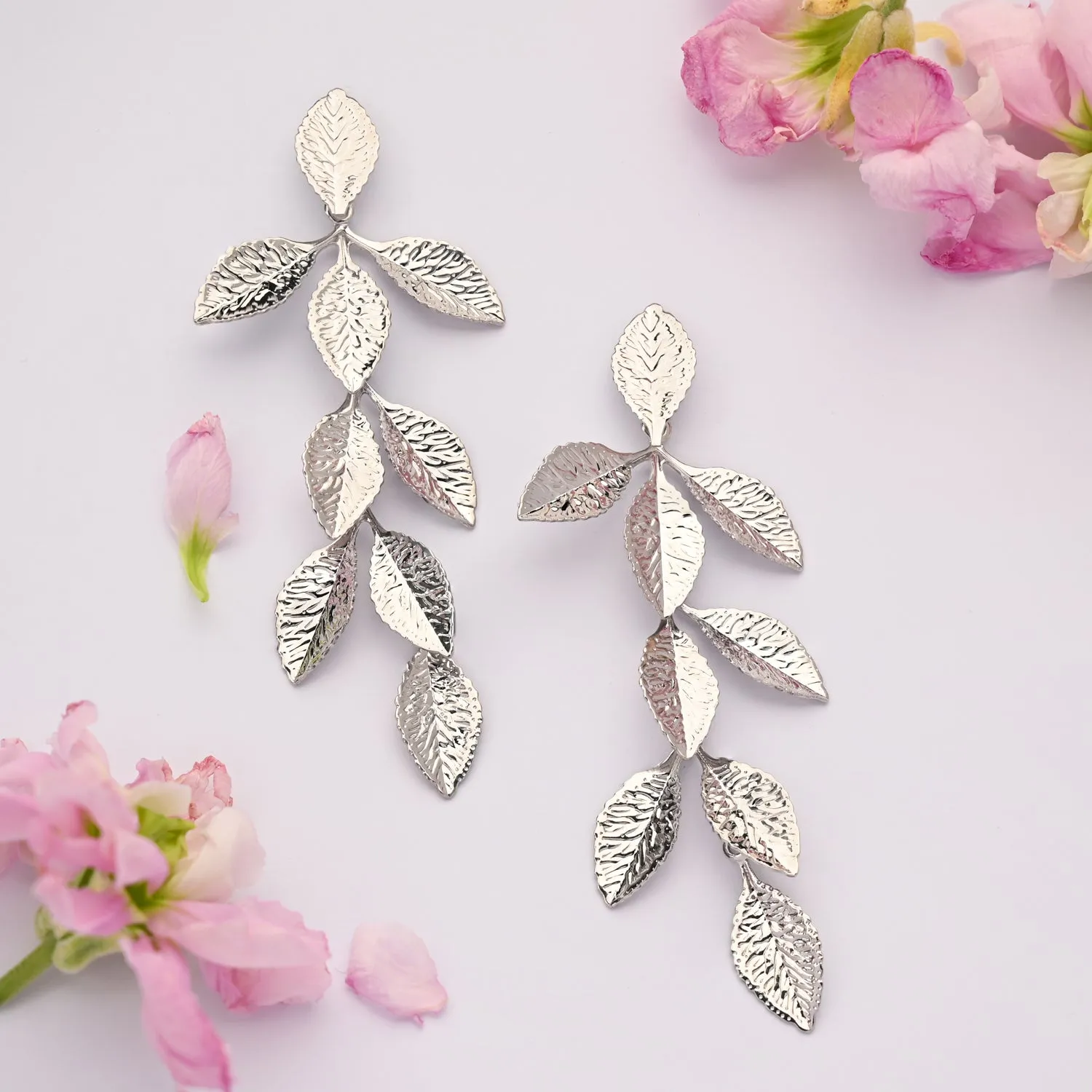 Cascade Leaf Earrings in Platinum sold by Starfish Project product image thumbnail 5