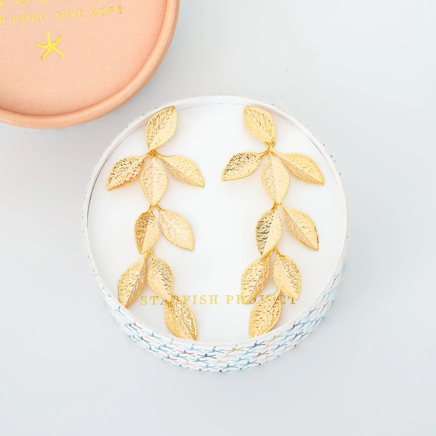 Golden Cascade Leaf Earrings sold by Starfish Project product image thumbnail 3