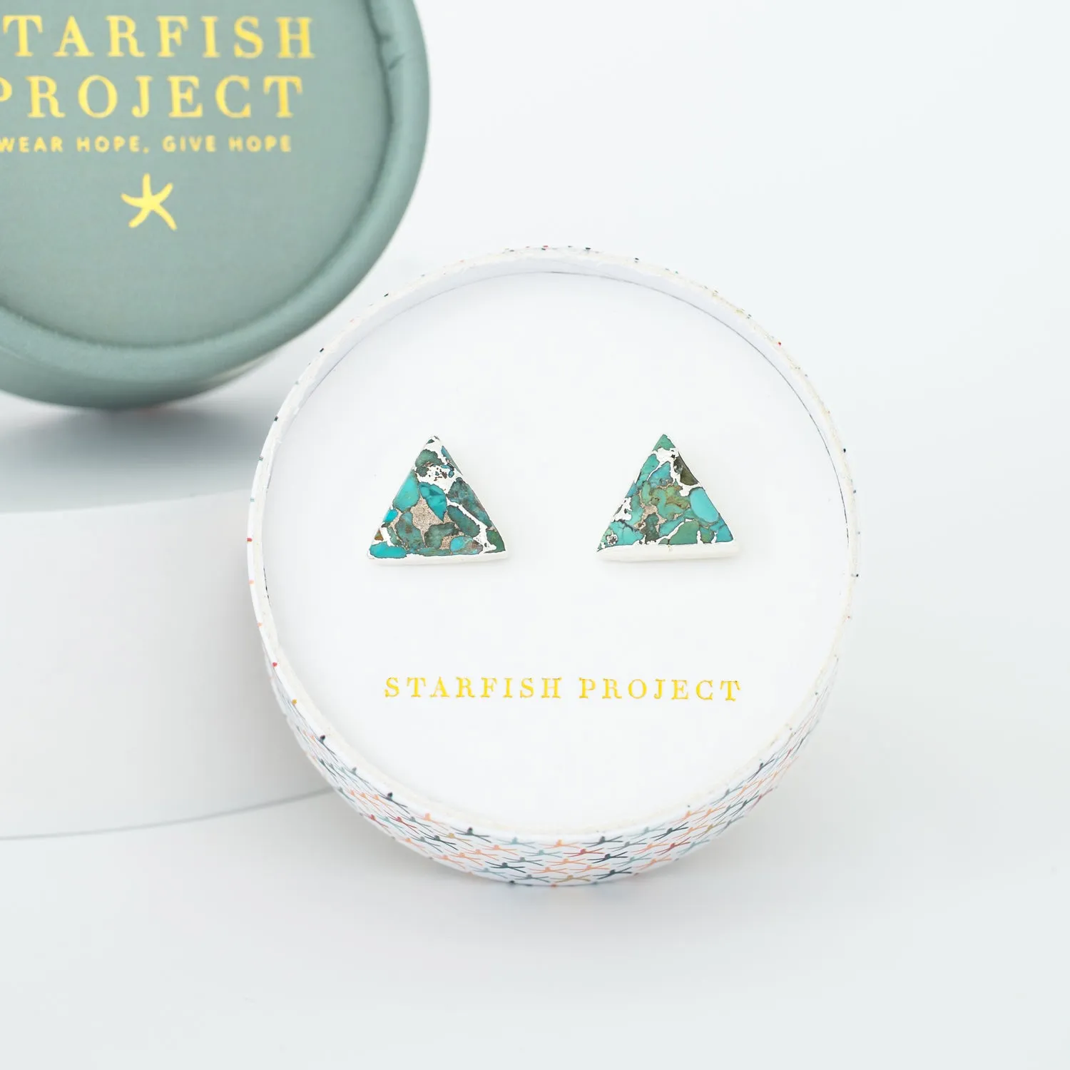 Ellie Triangle Turquoise Studs in Sterling Silver sold by Starfish Project product image thumbnail 3