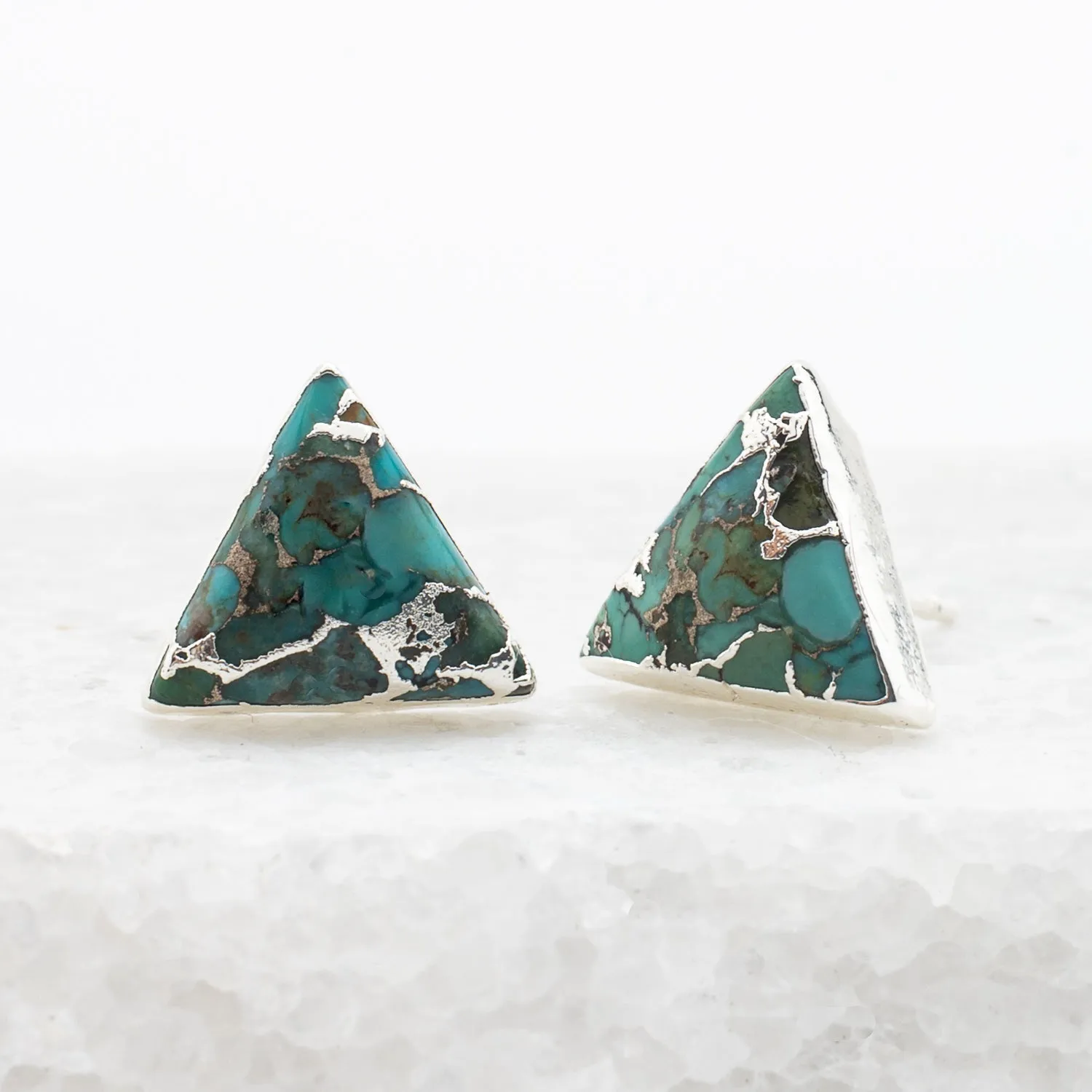 Ellie Triangle Turquoise Studs in Sterling Silver sold by Starfish Project