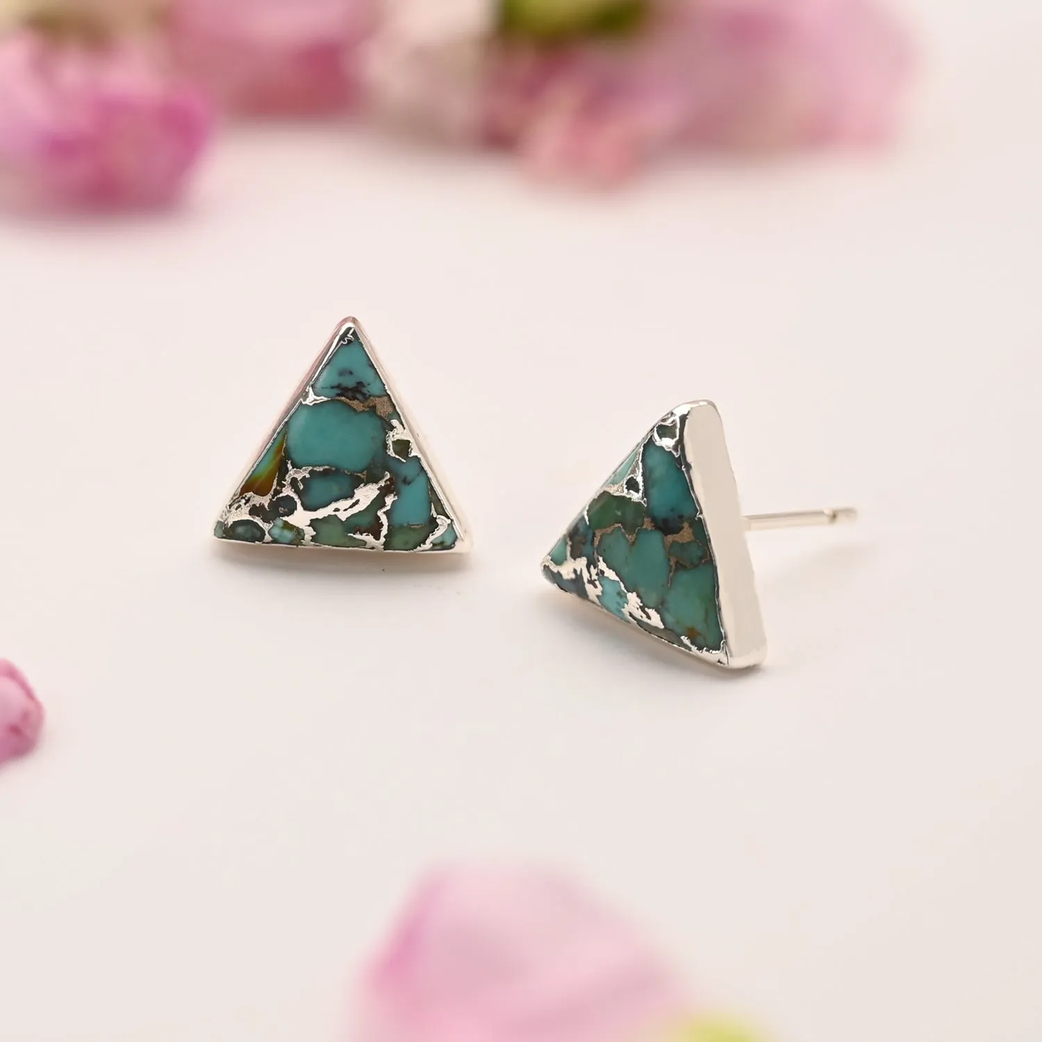 Ellie Triangle Turquoise Studs in Sterling Silver sold by Starfish Project product image thumbnail 5