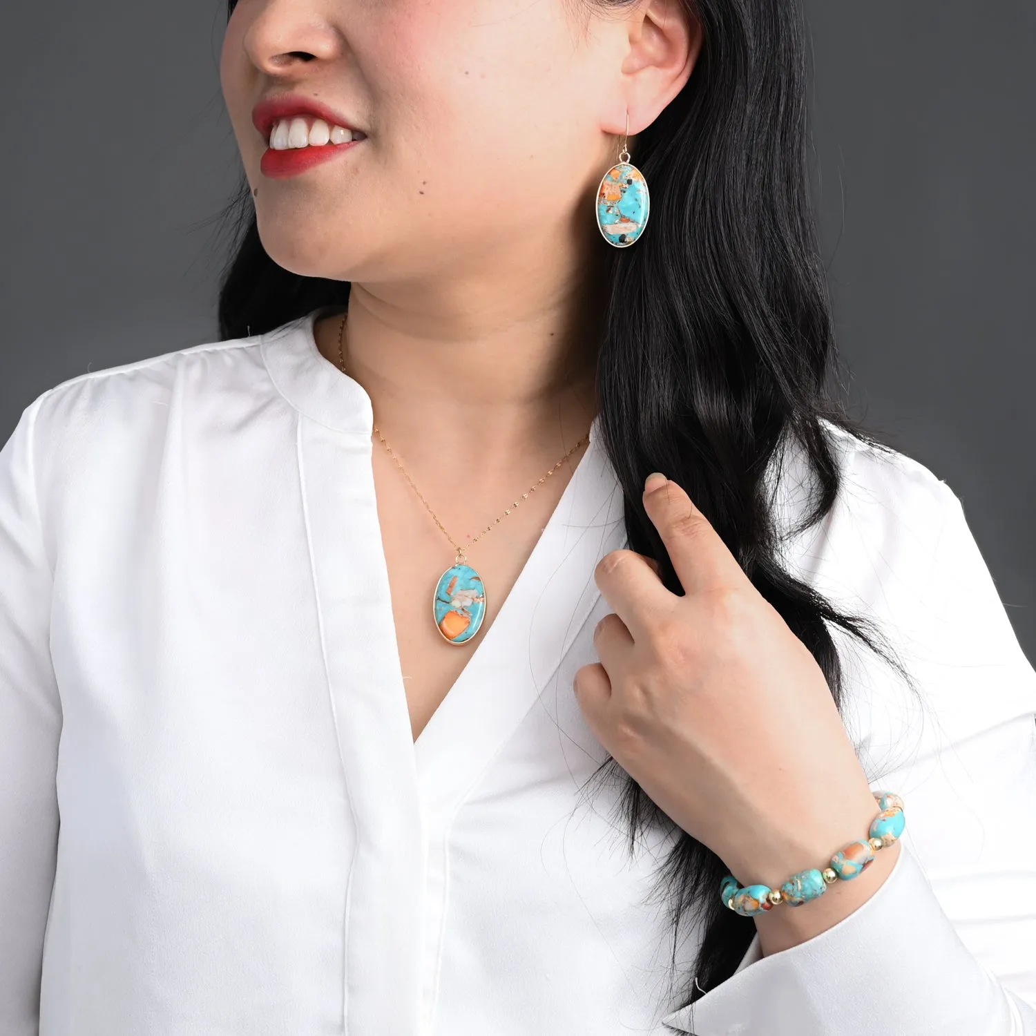 Sierra Bloom Turquoise Emperor Stone Earrings sold by Starfish Project product image thumbnail 2