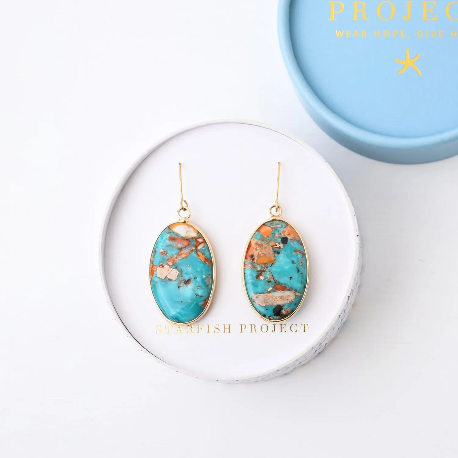 Sierra Bloom Turquoise Emperor Stone Earrings sold by Starfish Project product image thumbnail 3