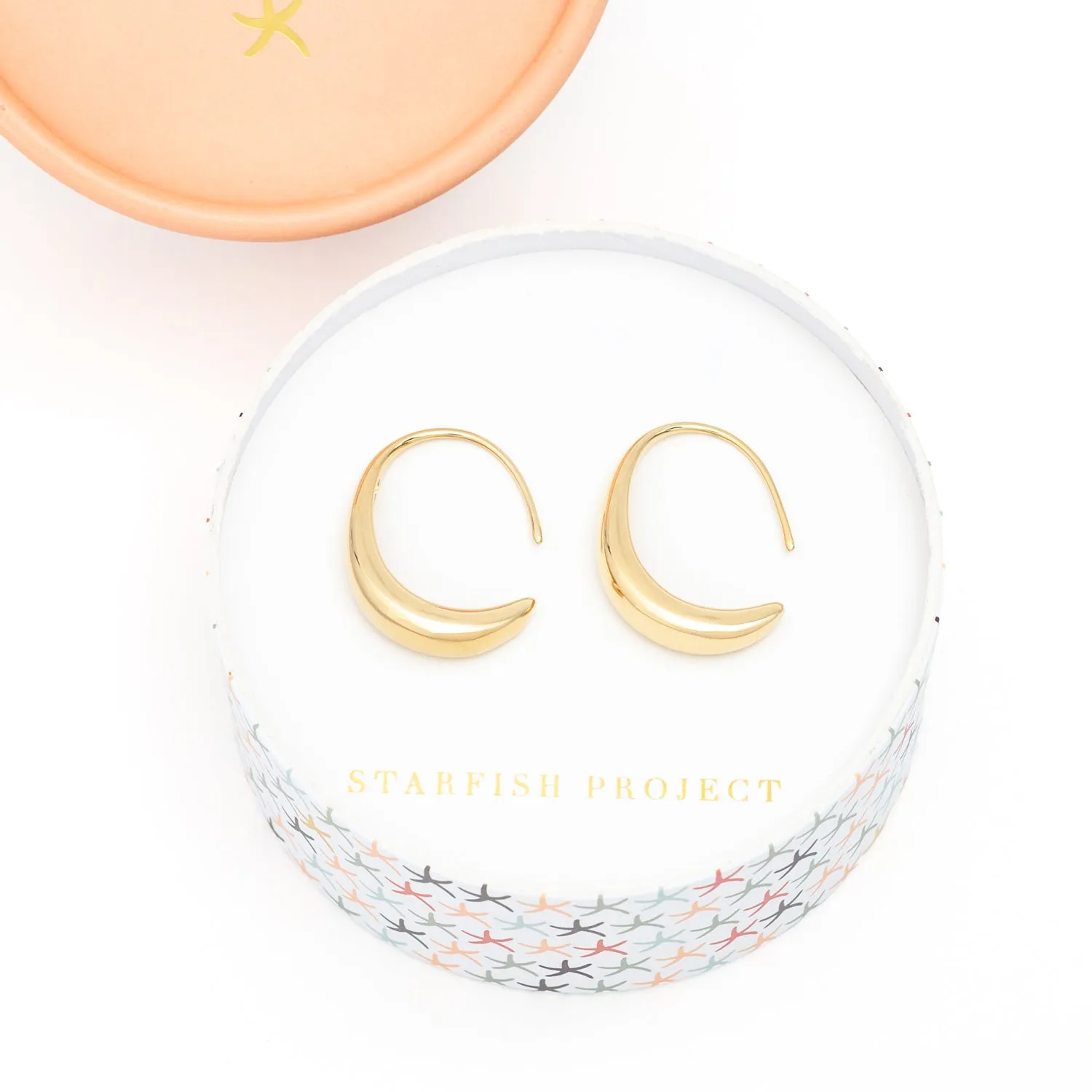 Crescent Moon Thread Drop Earrings in Gold sold by Starfish Project product image thumbnail 3