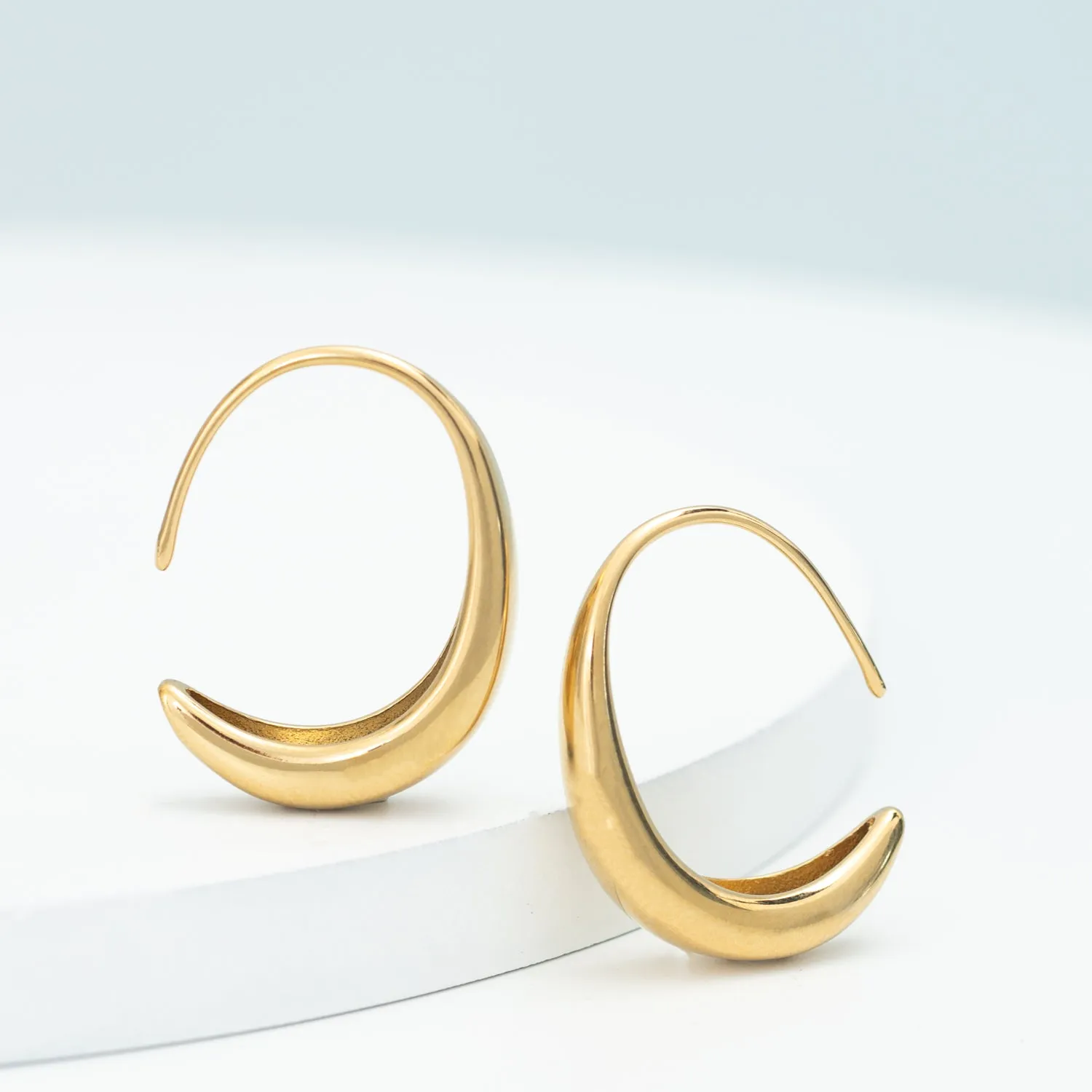 Crescent Moon Thread Drop Earrings in Gold sold by Starfish Project product image thumbnail 5