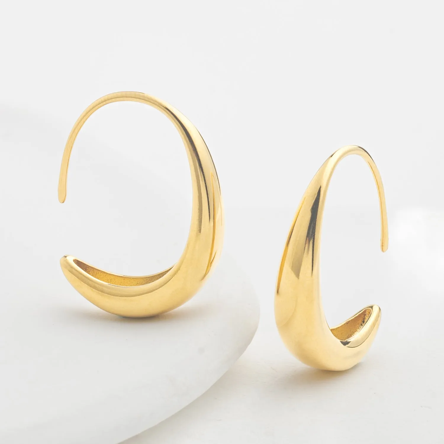 Crescent Moon Thread Drop Earrings in Gold sold by Starfish Project