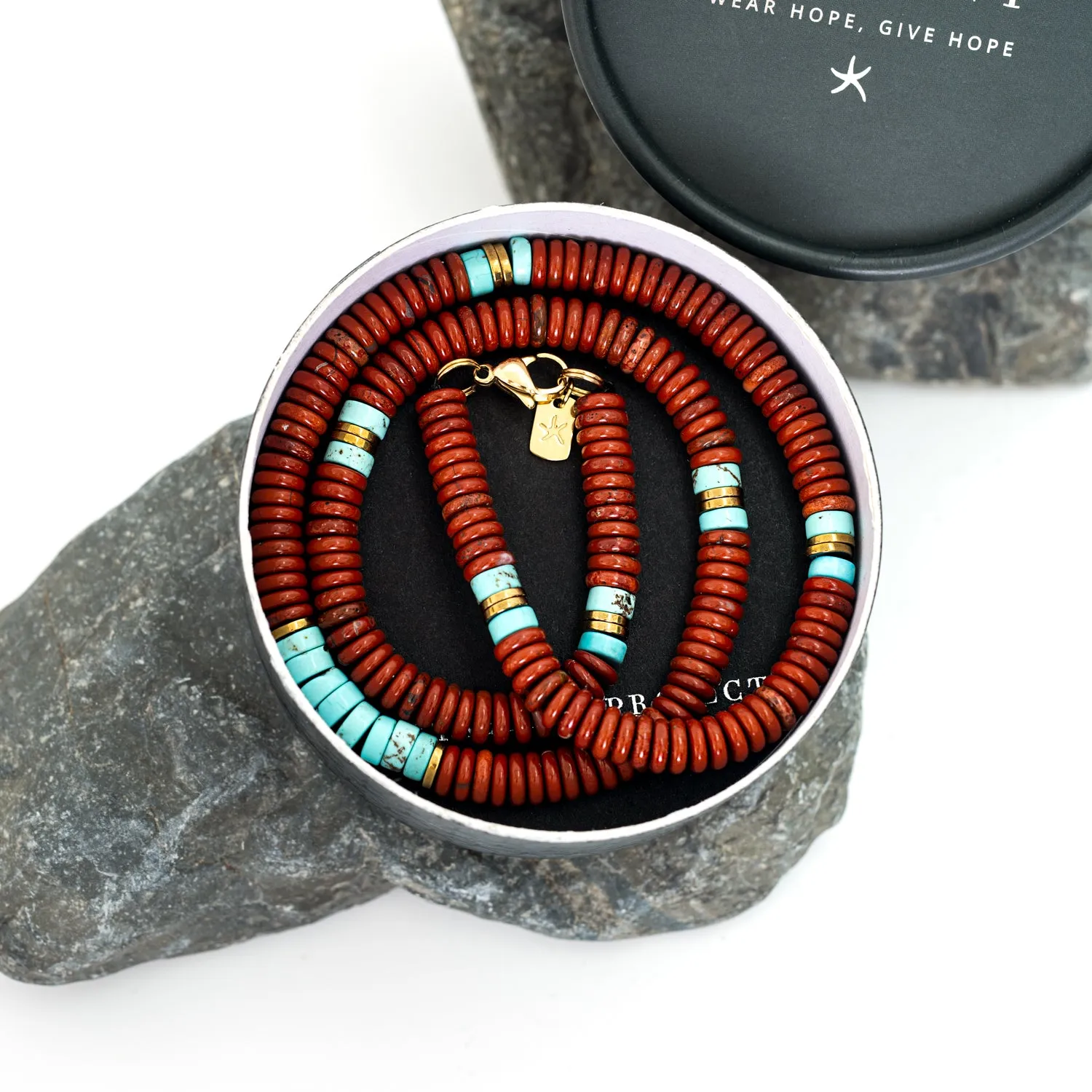 Nomadic Turquoise & Red Jasper Rope Beaded Necklace sold by Starfish Project product image thumbnail 3