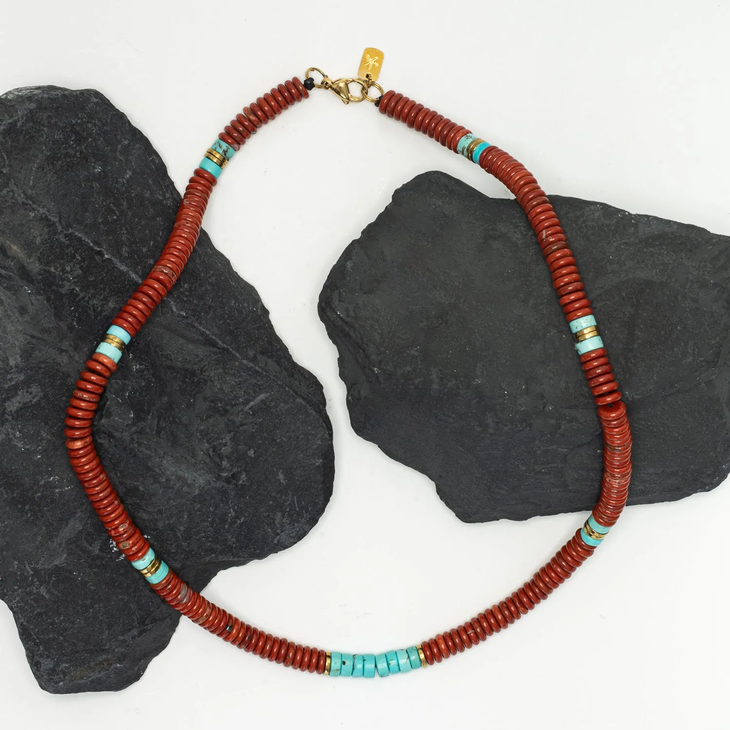 Nomadic Turquoise & Red Jasper Rope Beaded Necklace sold by Starfish Project product image thumbnail 4