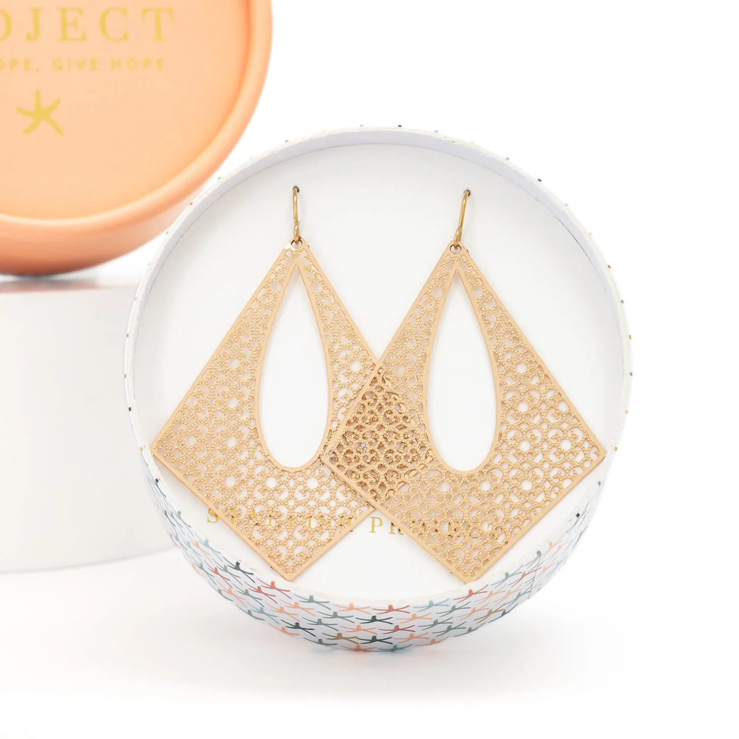 Everly Gold Filigree Dangle Earrings sold by Starfish Project product image thumbnail 3