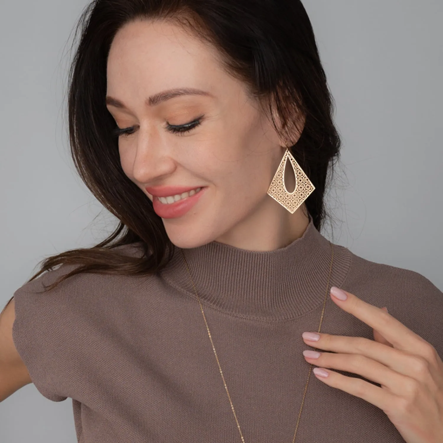 Everly Gold Filigree Dangle Earrings sold by Starfish Project product image thumbnail 2