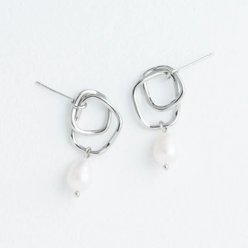 Everlasting Pearl Earrings in White Gold sold by Starfish Project