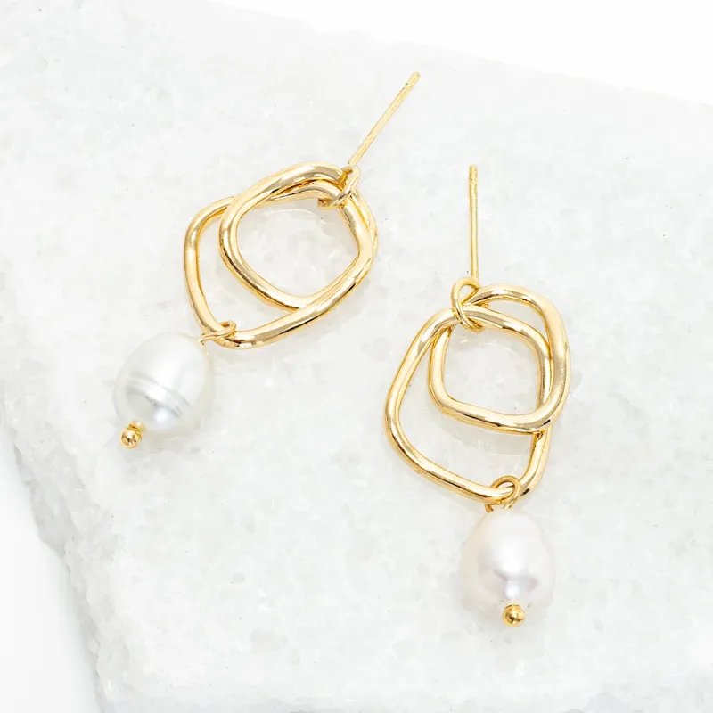 Everlasting Pearl Earrings in Gold sold by Starfish Project