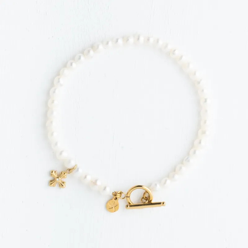 Cultured Cross Pearl Bracelet sold by Starfish Project