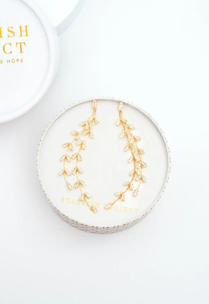 Graceful Willow Zircon and Gold Dangle Earrings sold by Starfish Project product image thumbnail 3