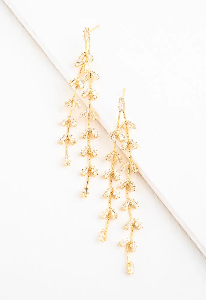 Graceful Willow Zircon and Gold Dangle Earrings sold by Starfish Project