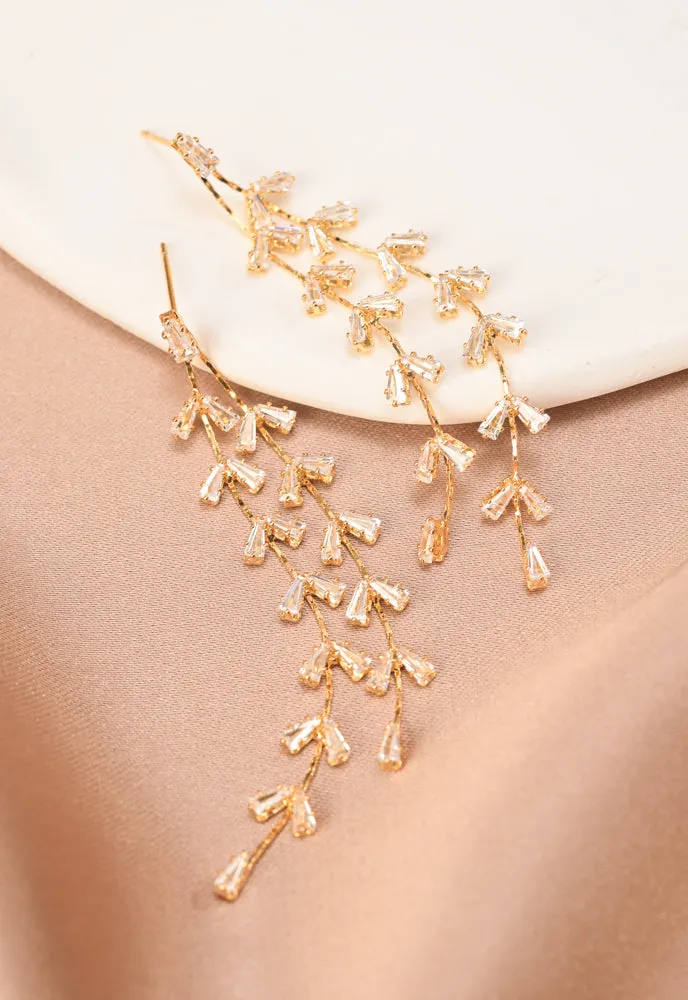 Graceful Willow Zircon and Gold Dangle Earrings sold by Starfish Project product image thumbnail 5
