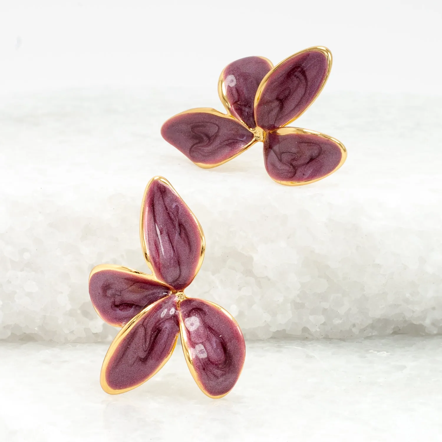 Poised Petal Earrings in Plum sold by Starfish Project