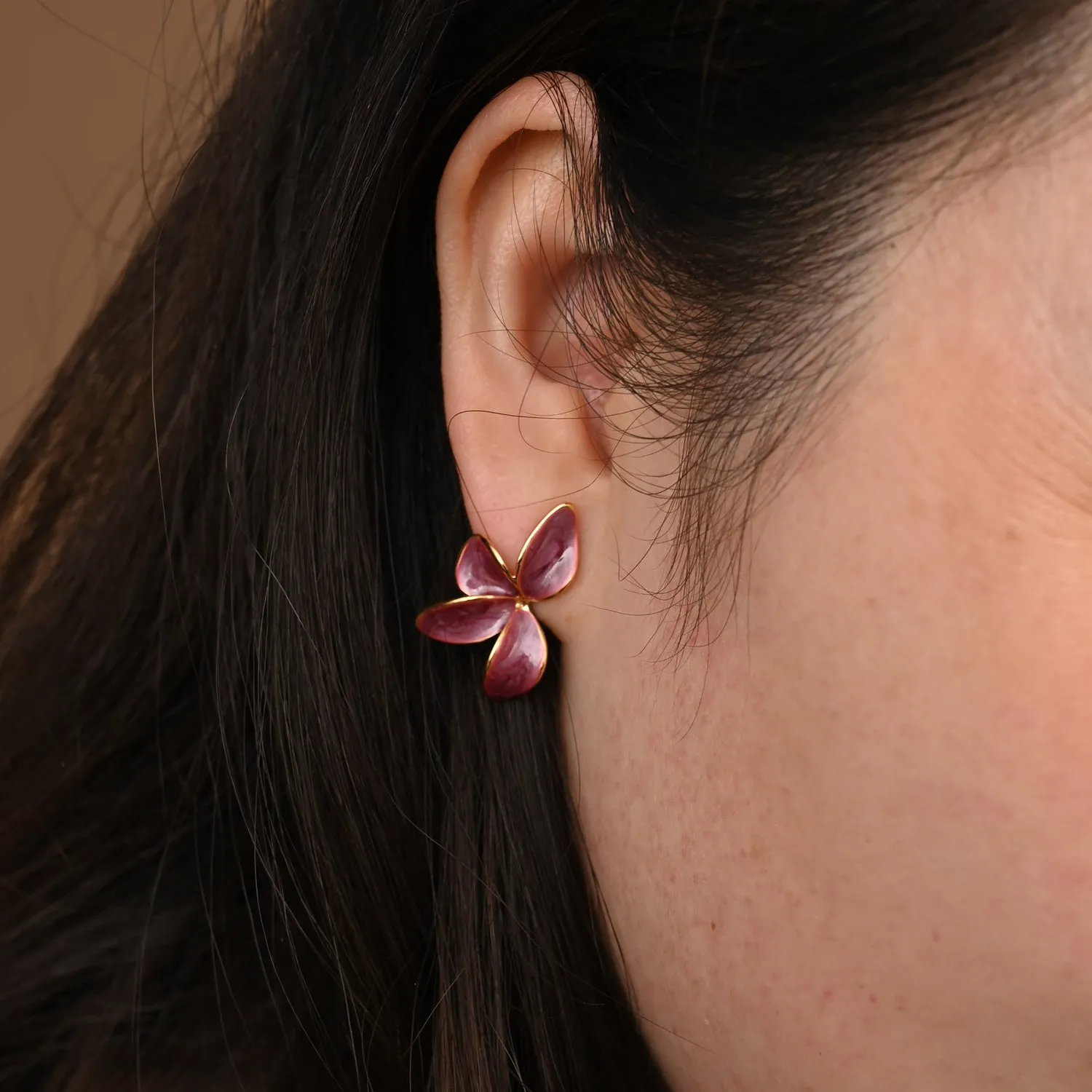 Poised Petal Earrings in Plum sold by Starfish Project product image thumbnail 2