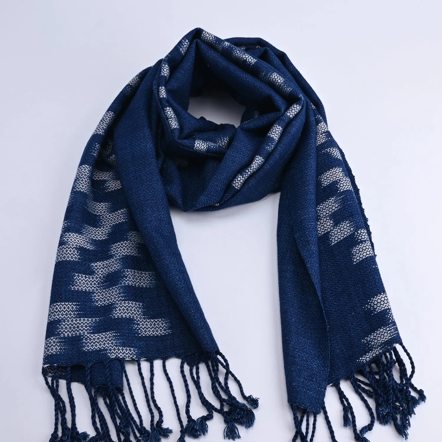 Reflections of Indigo Tassel Scarf sold by Starfish Project