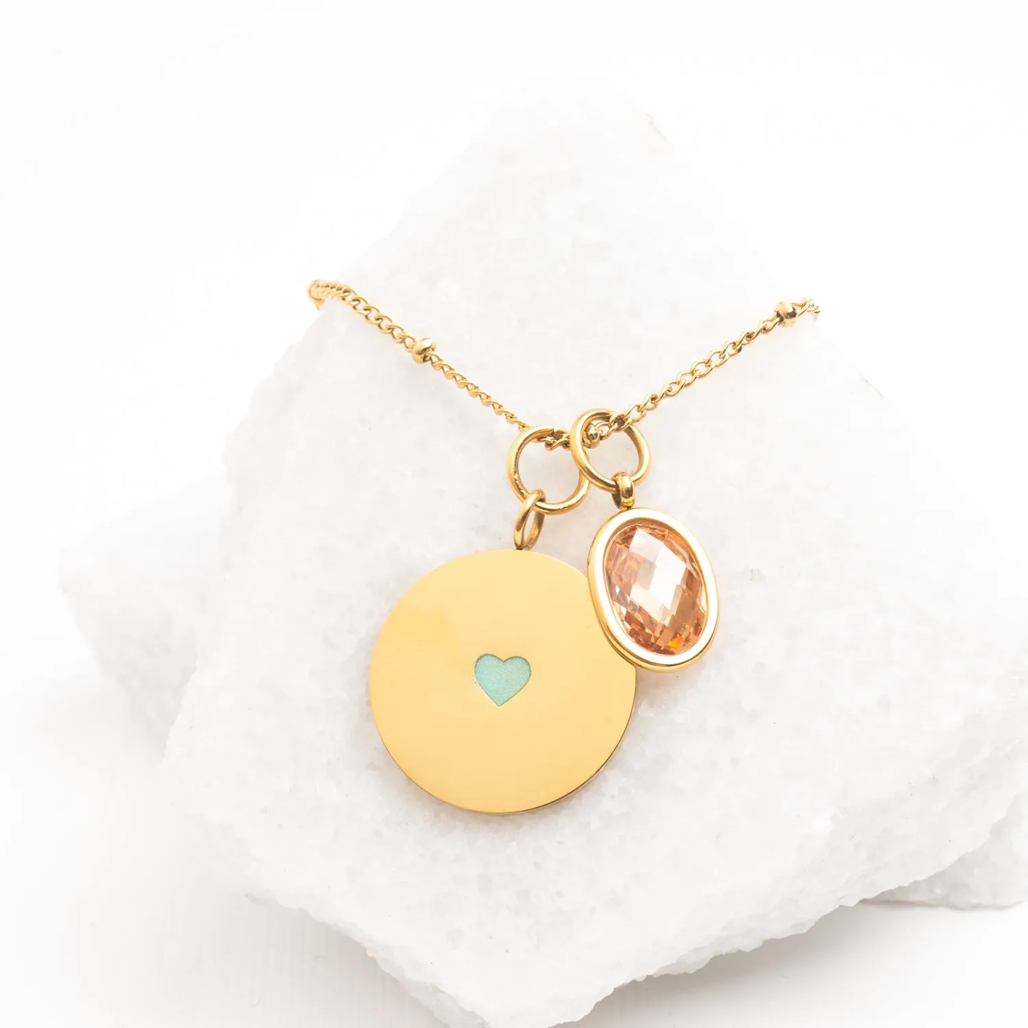 Cherished Engravable Heart Pendant with Mint Heart sold by Starfish Project product image thumbnail 5