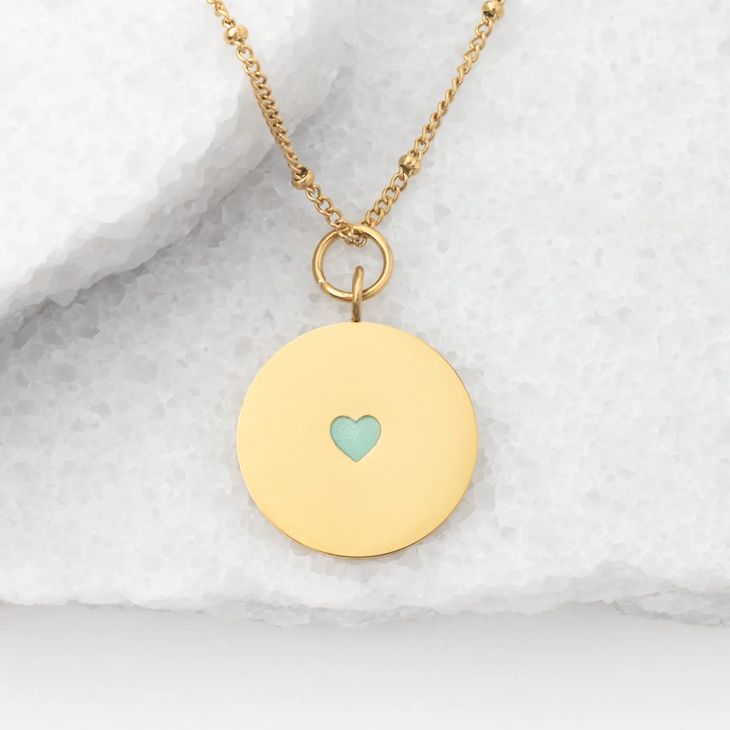 Cherished Engravable Heart Pendant with Mint Heart sold by Starfish Project