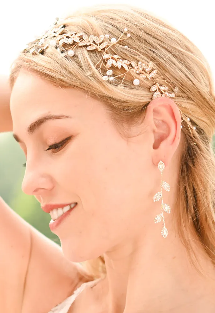 Ethereal Vine Gold Crystal and Pearl Silk Ribbon Headband sold by Starfish Project product image thumbnail 2