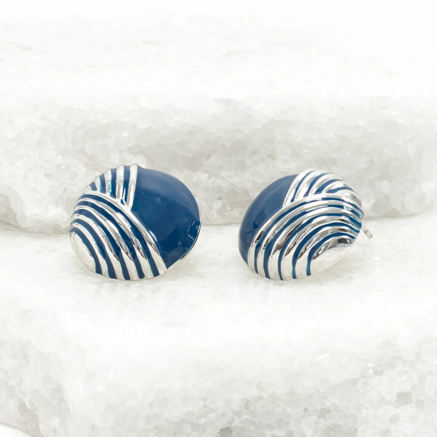 Serenity Wave Earrings in Silver & Cobalt Blue sold by Starfish Project