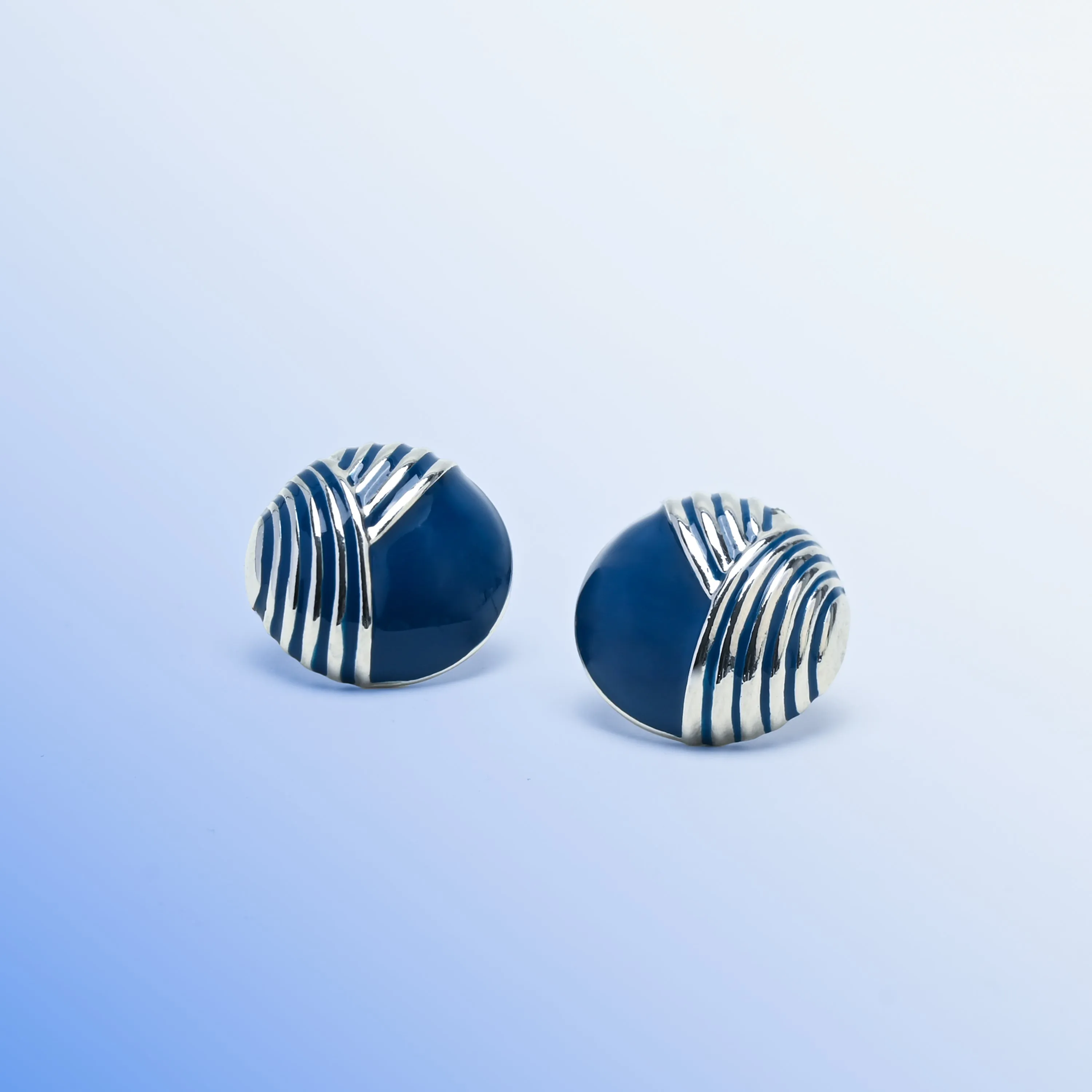 Serenity Wave Earrings in Silver & Cobalt Blue sold by Starfish Project product image thumbnail 5