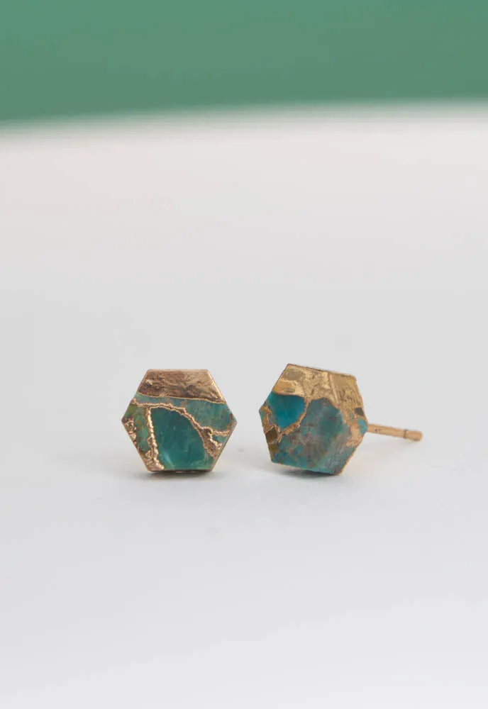 Oasis Turquoise and Gold Studs sold by Starfish Project product image thumbnail 5