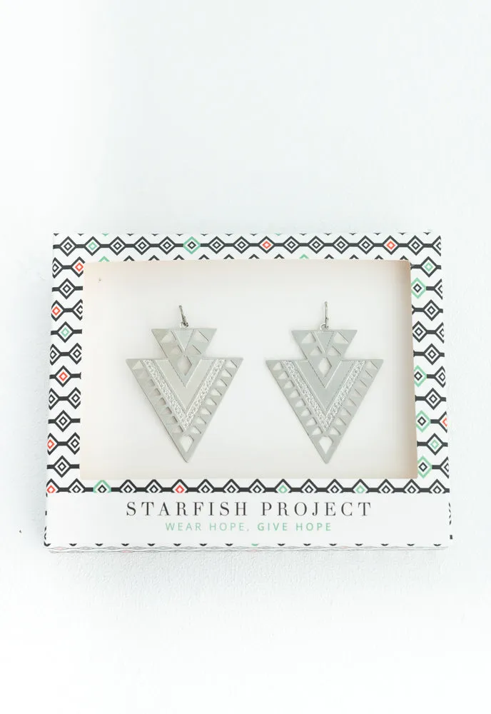 CiCi Silver Geometric Dangle Earrings sold by Starfish Project product image thumbnail 3