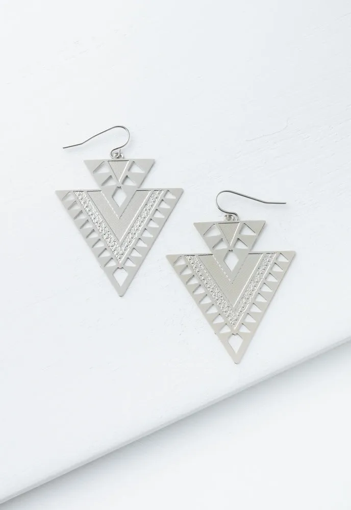 CiCi Silver Geometric Dangle Earrings sold by Starfish Project