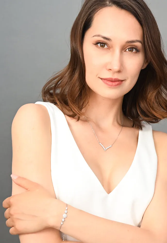 Brilliance V-Bar Chevron Zircon & Platinum Necklace sold by Starfish Project product image thumbnail 2