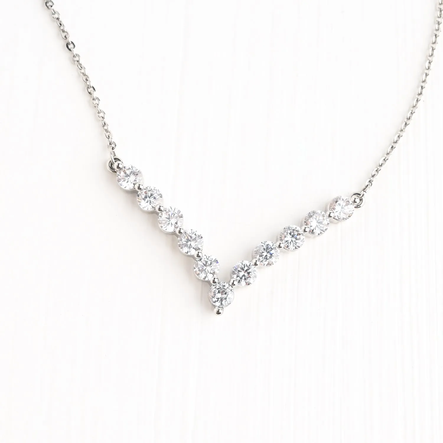 Brilliance V-Bar Chevron Zircon & Platinum Necklace sold by Starfish Project