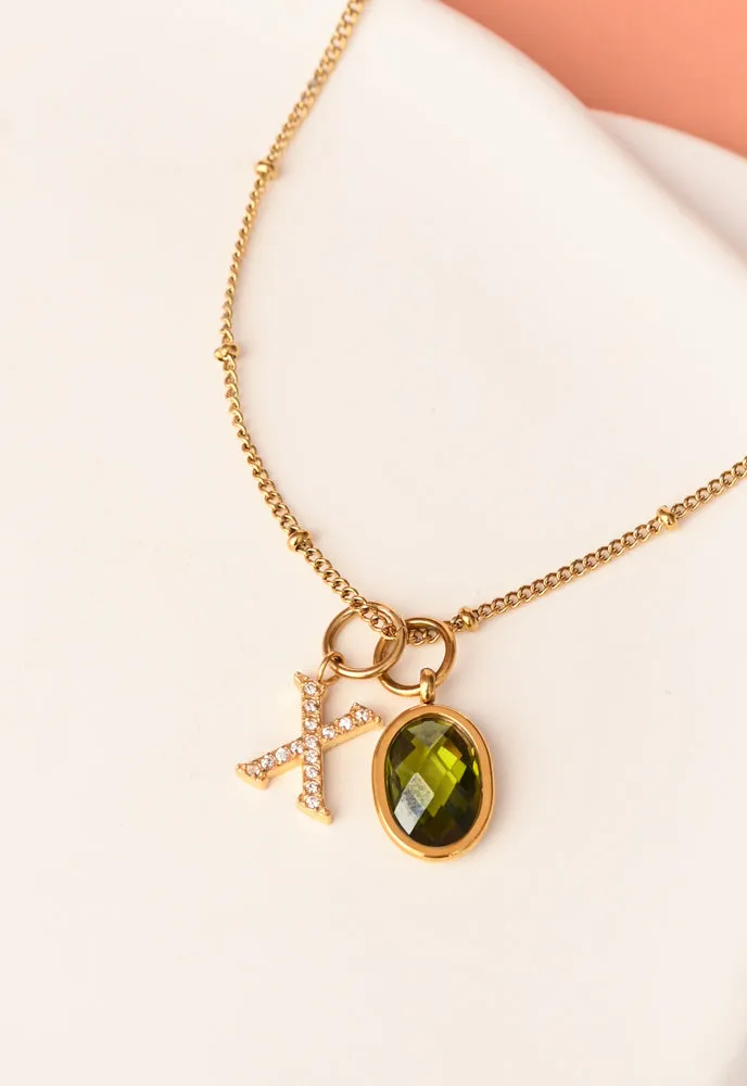 One Initial & One Birthstone Charm Gold Necklace Set sold by Starfish Project product image thumbnail 5